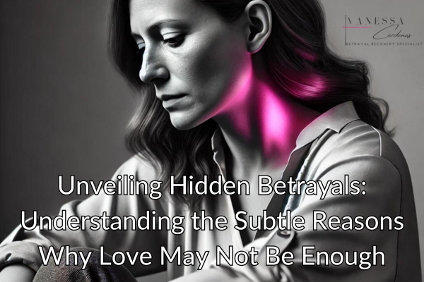 Uncover the hidden aspects of betrayal and subtle reasons why love may not be enough. Learn how disrespect, lost identity, and life's burdens erode relationships. Insights from Vanessa Cardenas, Betrayal Recovery Specialist in Westchester and NYC.