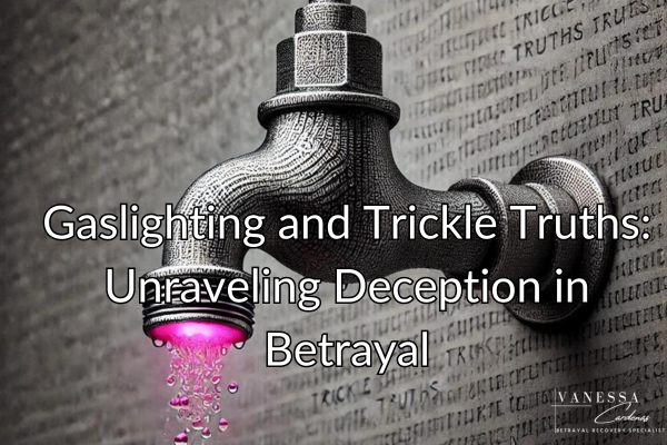 Vanessa Cardenas, Betrayal Recovery Specialist, explores gaslighting and trickle truths in betrayal. Learn about truth-tellers, minimizing trickle truths, and seeking help. Gain insights for emotional healing and resilience.