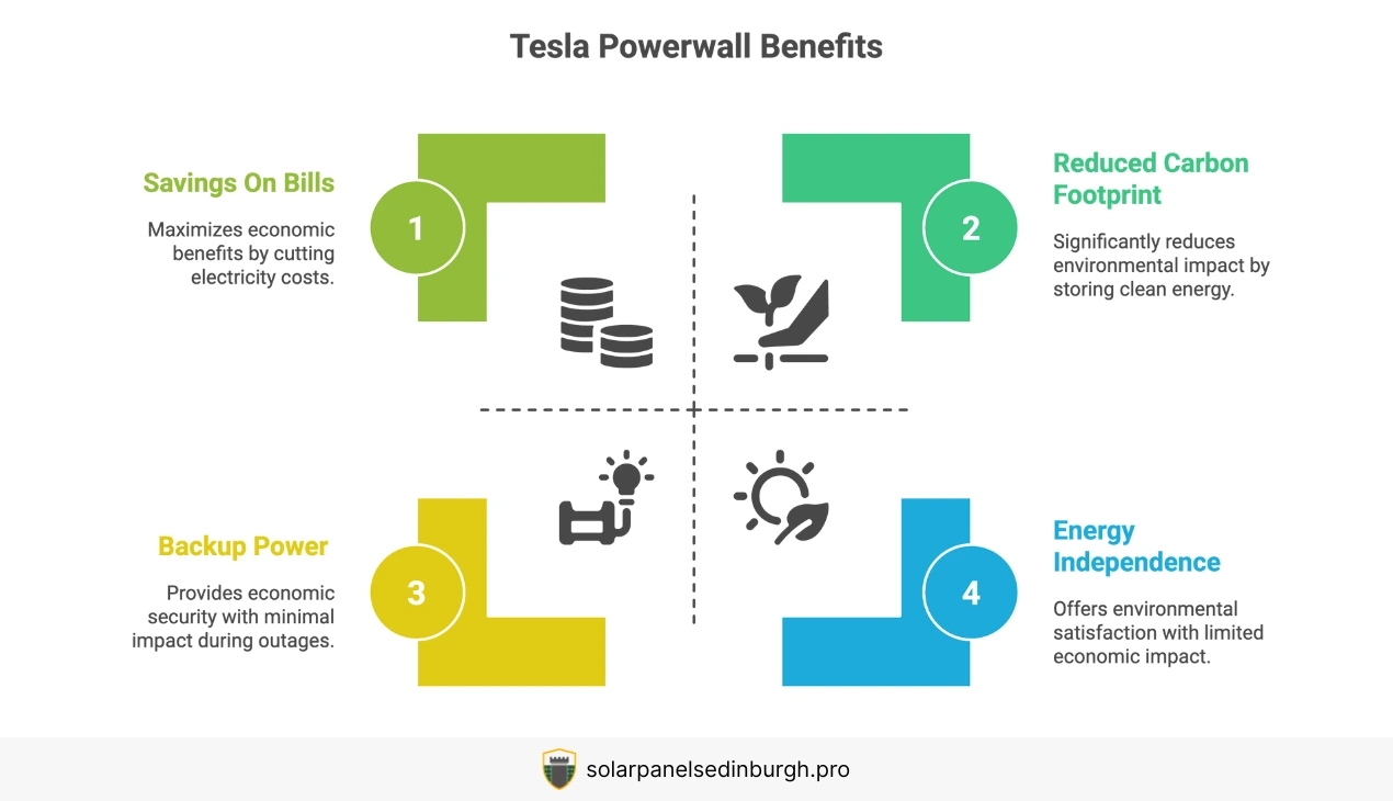 Infographic that details the benefits of installing the Tesla Powerwall in Edinburgh.