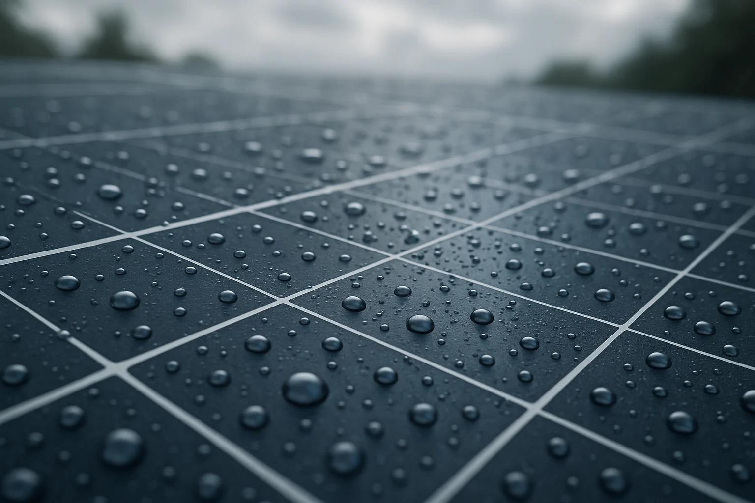 Raindrops on a Edinburgh Solar Panel Raindrops on a Edinburgh Solar Panel
