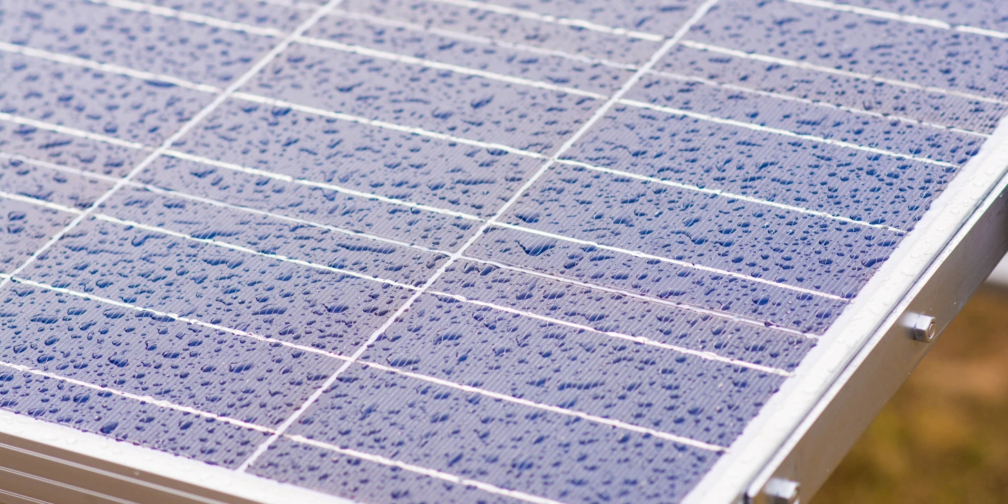 Raindrops on a Solar Panel in Edinburgh Raindrops on a Solar Panel in Edinburgh