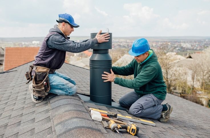 a group of men working on a roof