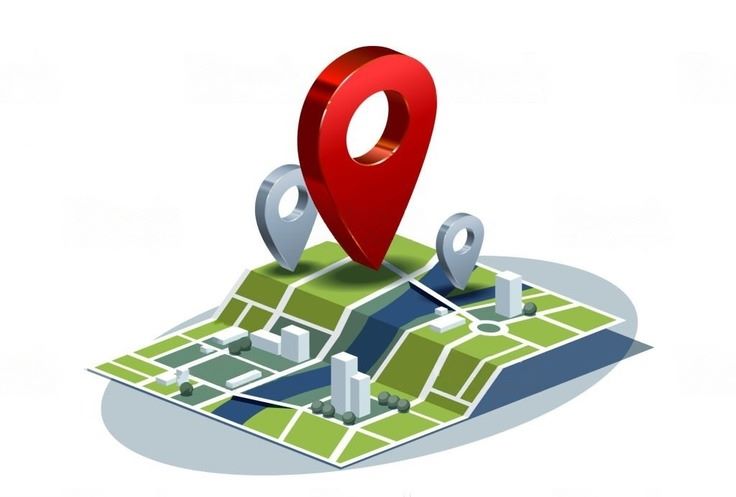 a map with pins on it