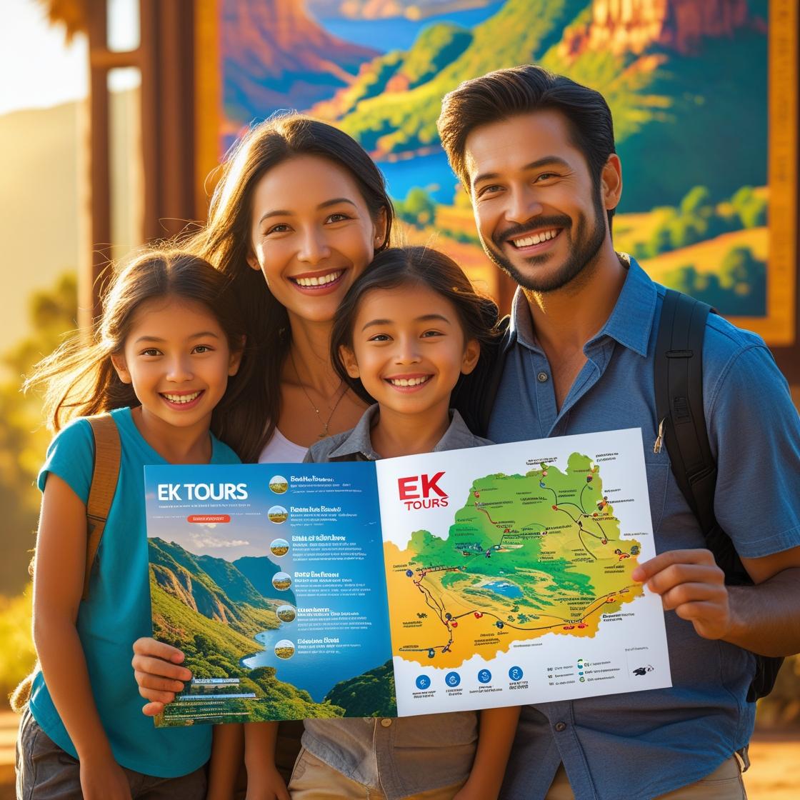 familia feliz viajando con los servicios de ek tours