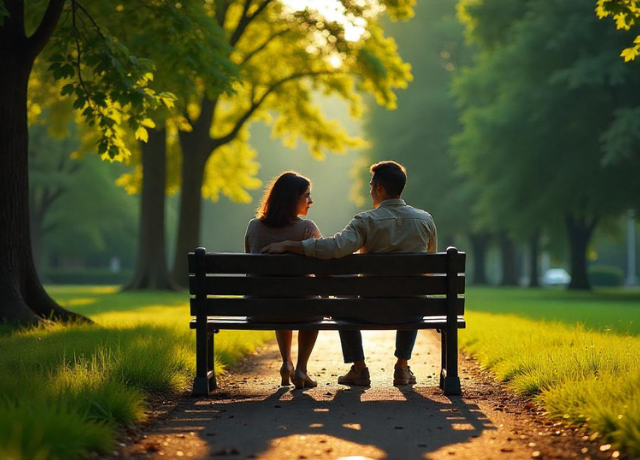two people sitting on a park bench two people sitting on a park bench