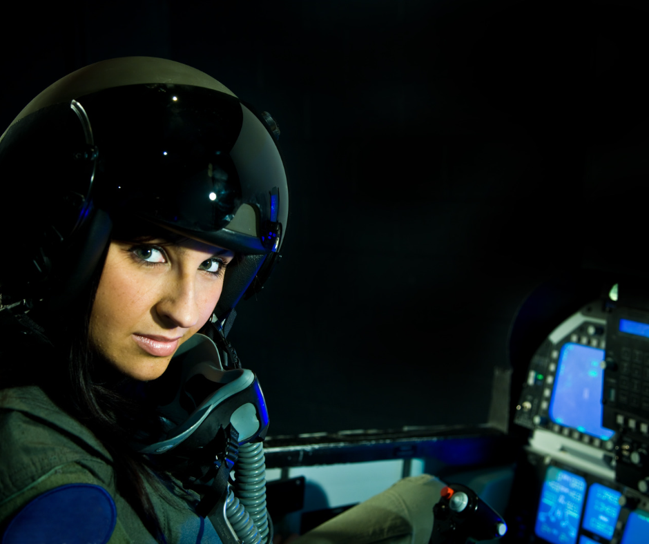 female pilot in a simulator