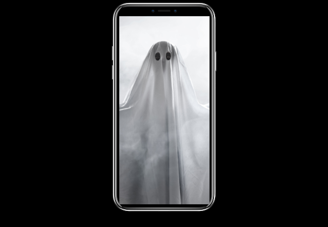 A ghost appears on an iPhone screen