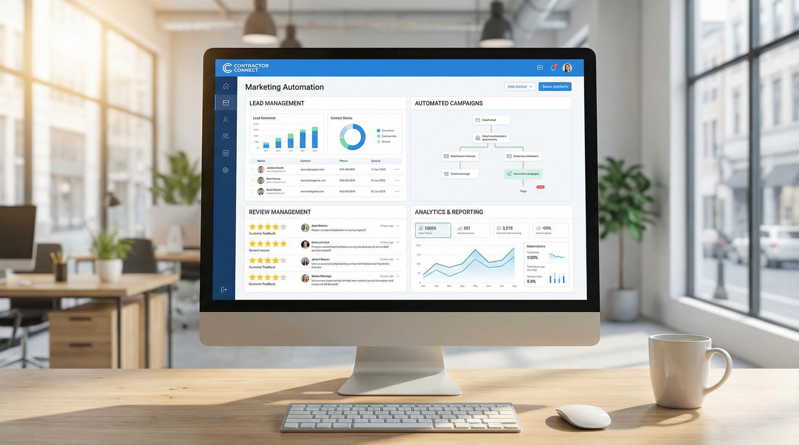 Marketing automation dashboard for contractors