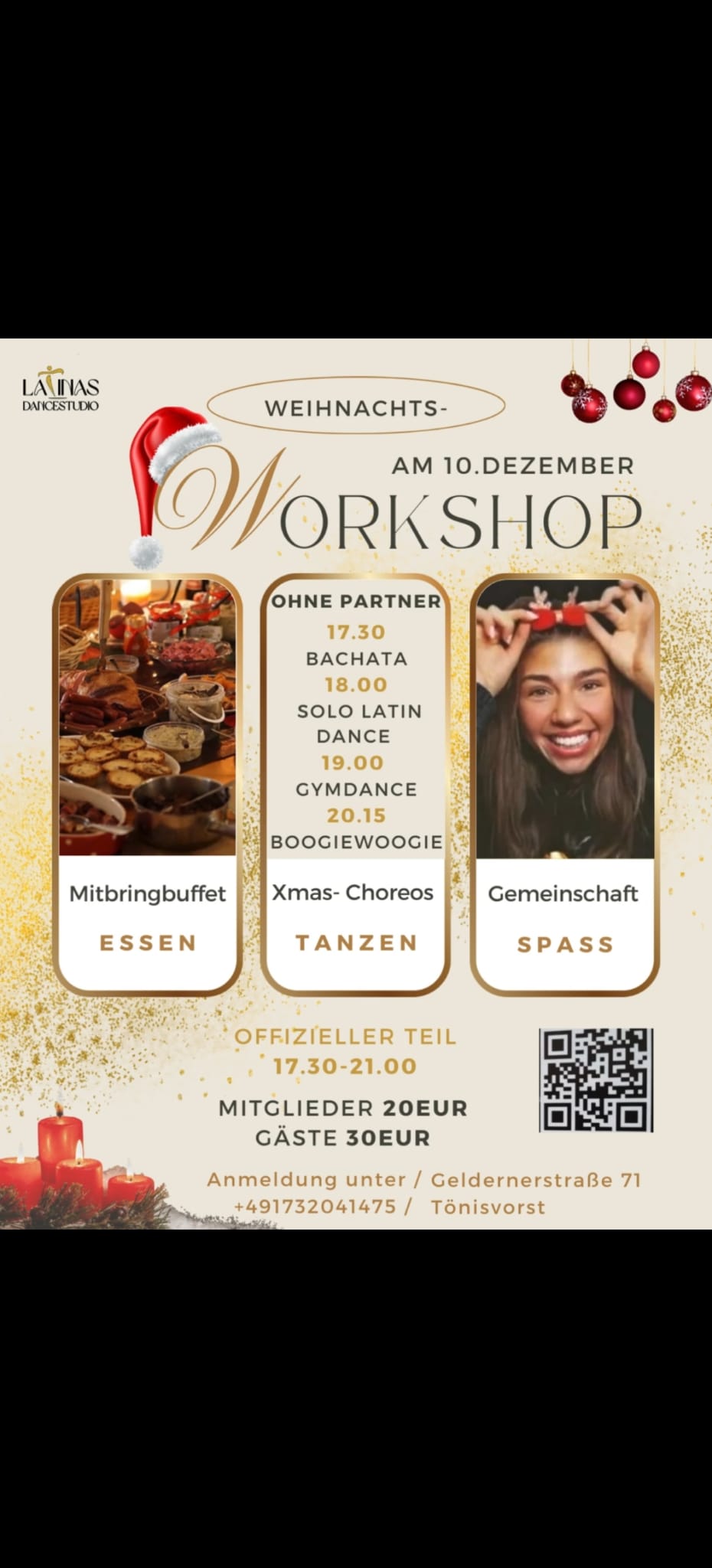 Weihnachtsspecial, 10. Dezember, Tanzen, Festtage, Bachata, Gymdance, Boogie Woogie, Einladung, Rhythmus, Lebensfreude, Gemeinschaft, Miteinander, Vorweihnachtszeit, Tanzstile, Energie, Bewegung, Freude, Lernen, unvergessliche Momente, Tanzschuhe, Alltagsstress, Magie des Tanzes, Feiern, Tanzschritte, Schwung, Harmonie, Musik, Begeisterung, Vielfalt, Tanzliebhaber, Abendveranstaltung, Zusammenkunft, Tanzabend, Freunde, Festlichkeit, Zusammenhalt, Kultur, Beisammensein, Spaß, Unterhaltung, Tanzkunst, Feierlaune, Leidenschaft, Ausdruck, Kreativität, Dynamik, Tanzpaare, Gruppen, Tanzfläche, Inspiration.