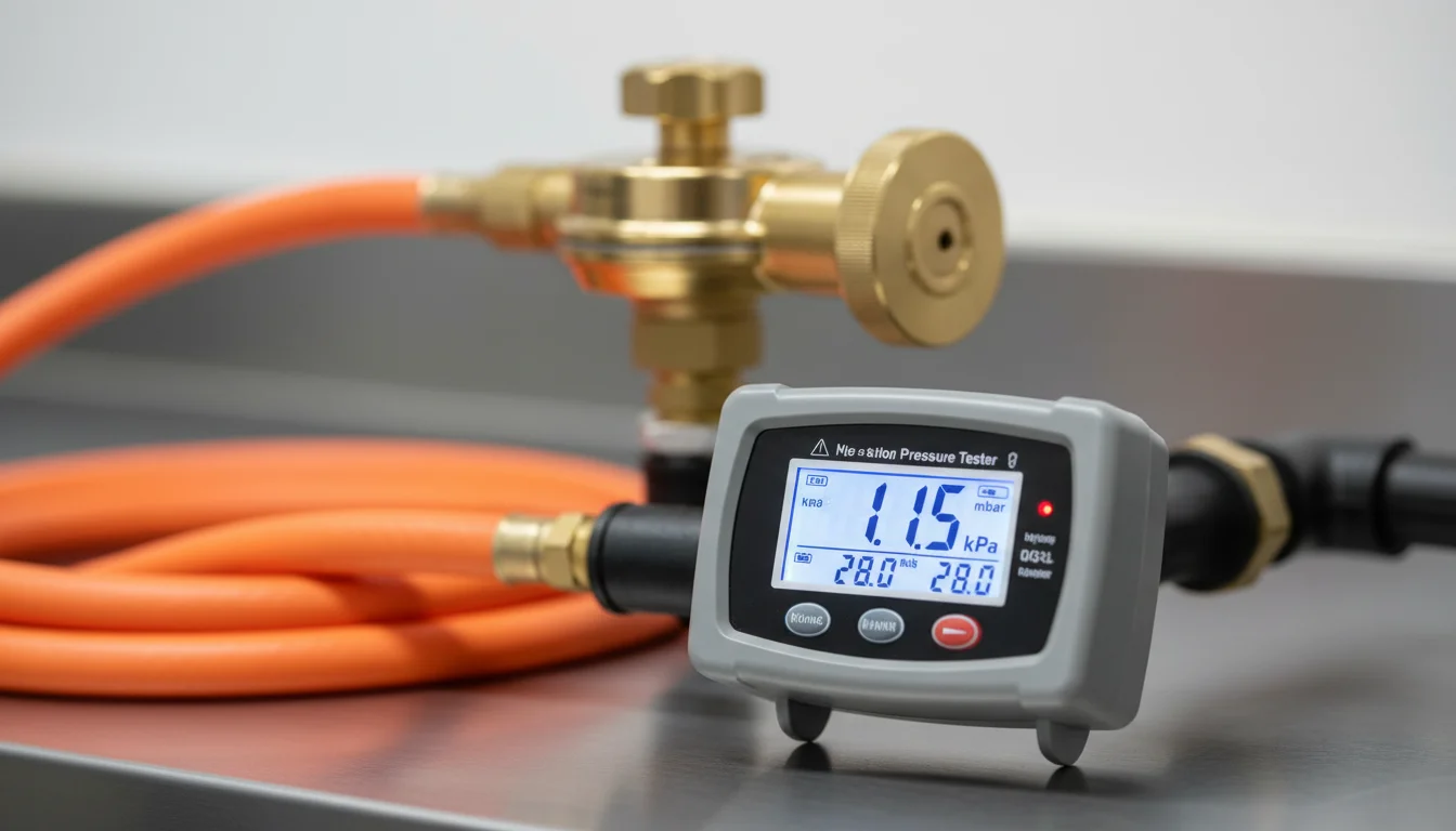 Engineer performing a gas tightness test on an LPG system