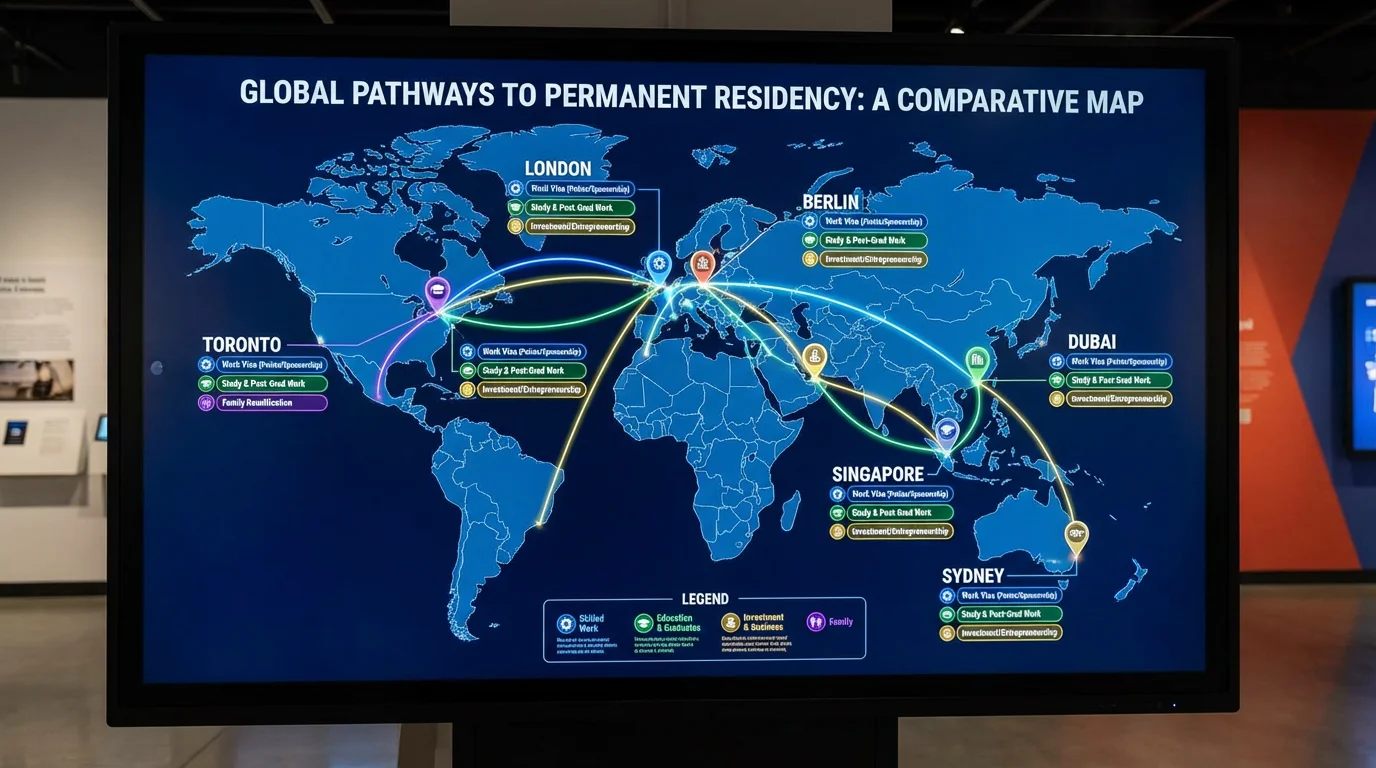Map showing pathways to permanent residency