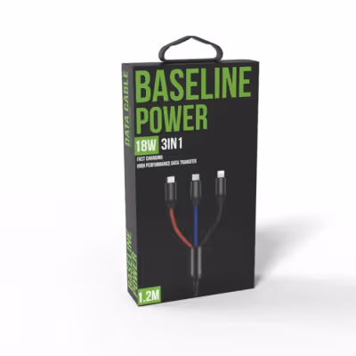 BASELINE: כבל טעינה 3 ב-1 אוניברסלי