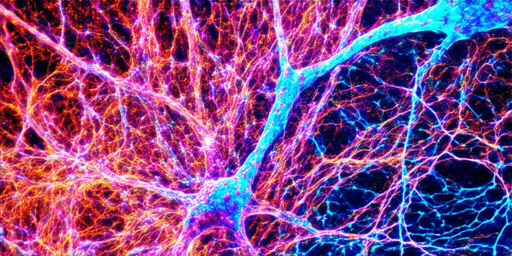 Diagram illustrating interconnected biological neurons and synapses.