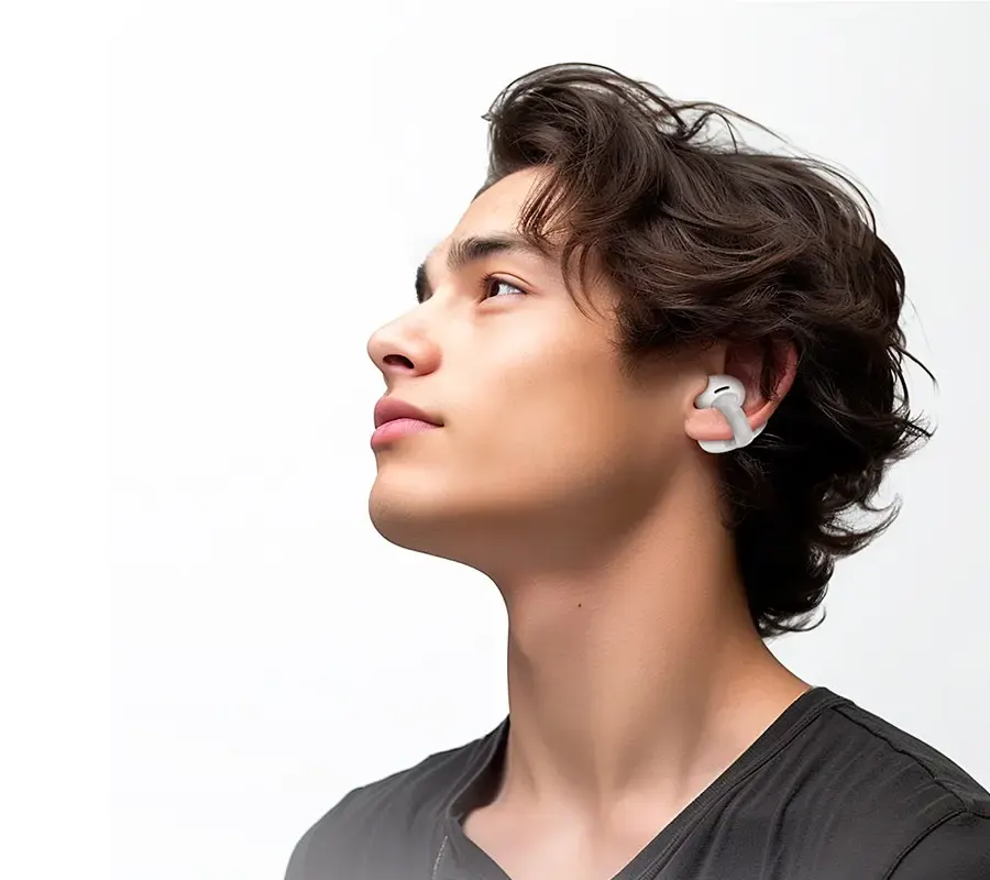 Écouteurs sans fil Bluetooth Hoco EW57 à clip d'oreille-White est disponible chez MTS PLUS Tunisie.