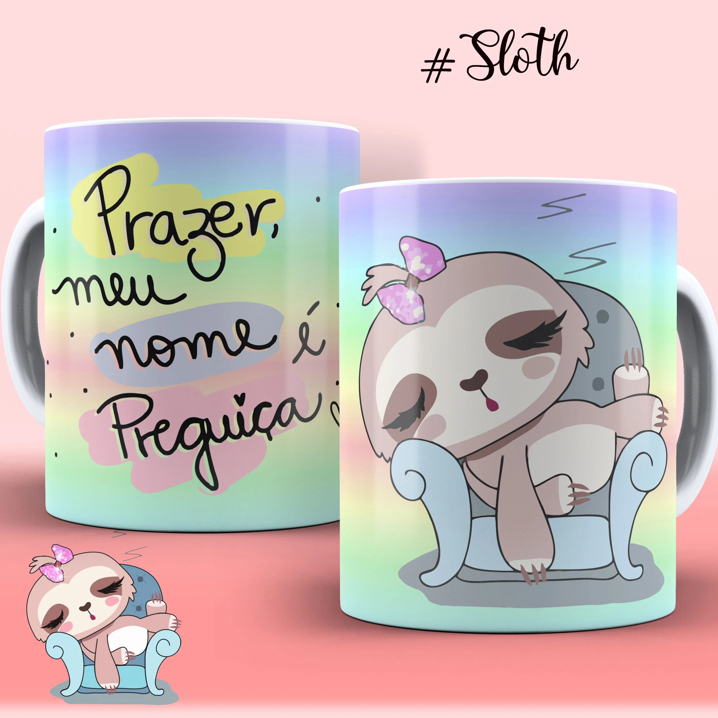 Caneca Personalizada Coleção Sloth - Prazer, meu nome é Preguiça