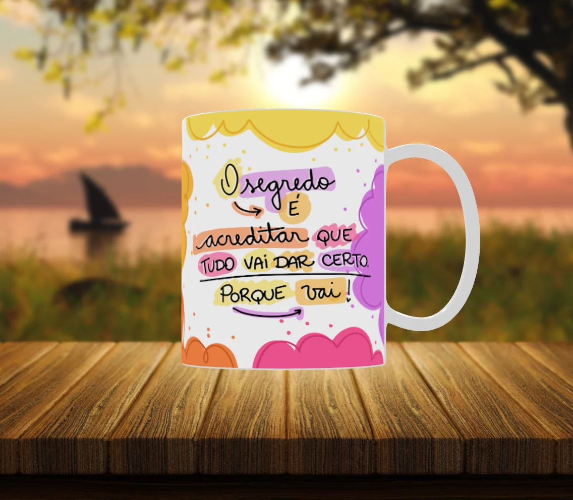 Caneca Motivacional “Tudo Vai Dar Certo” ☀️💖