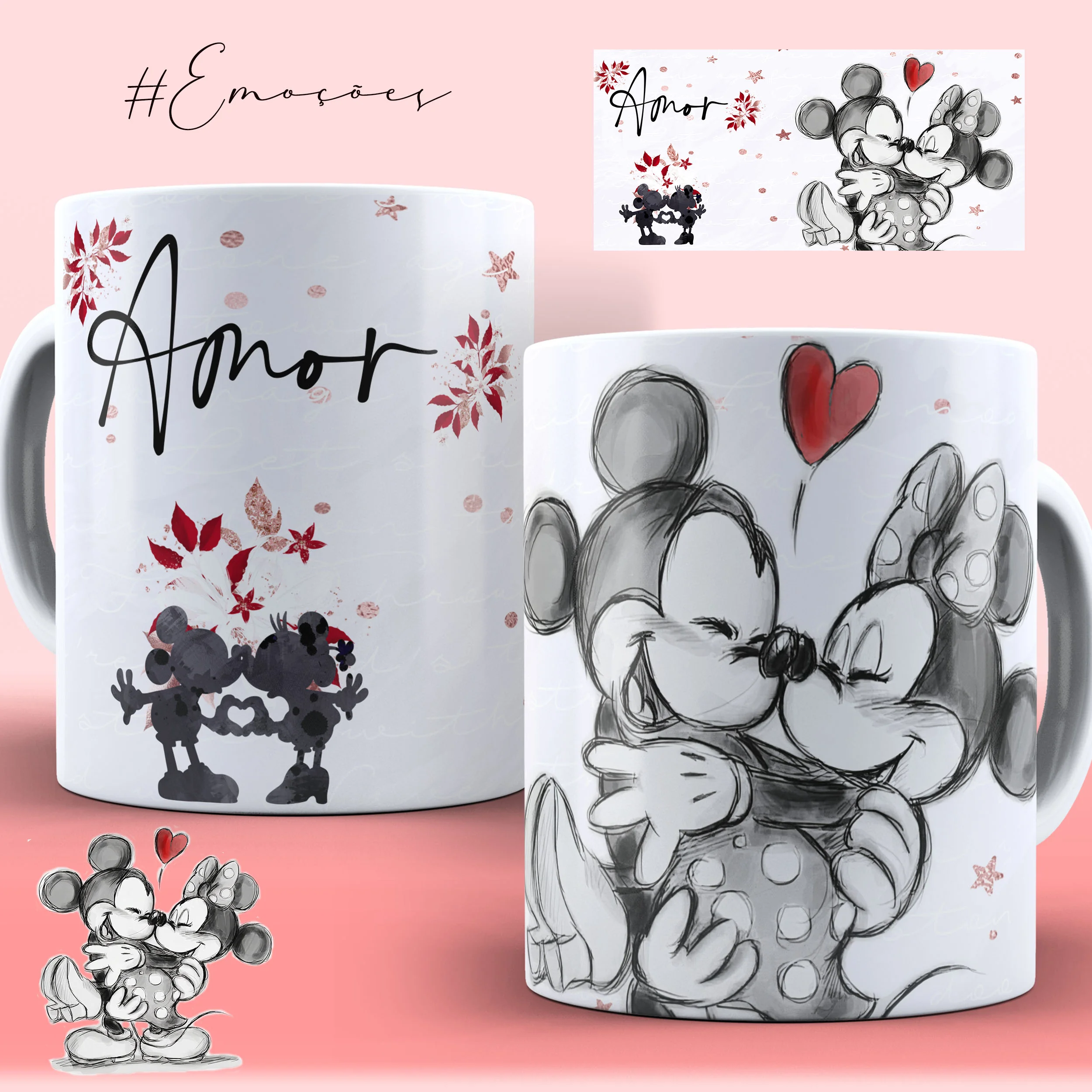Caneca Personalizada Coleção Emoções - Amor Mickey e Minnie