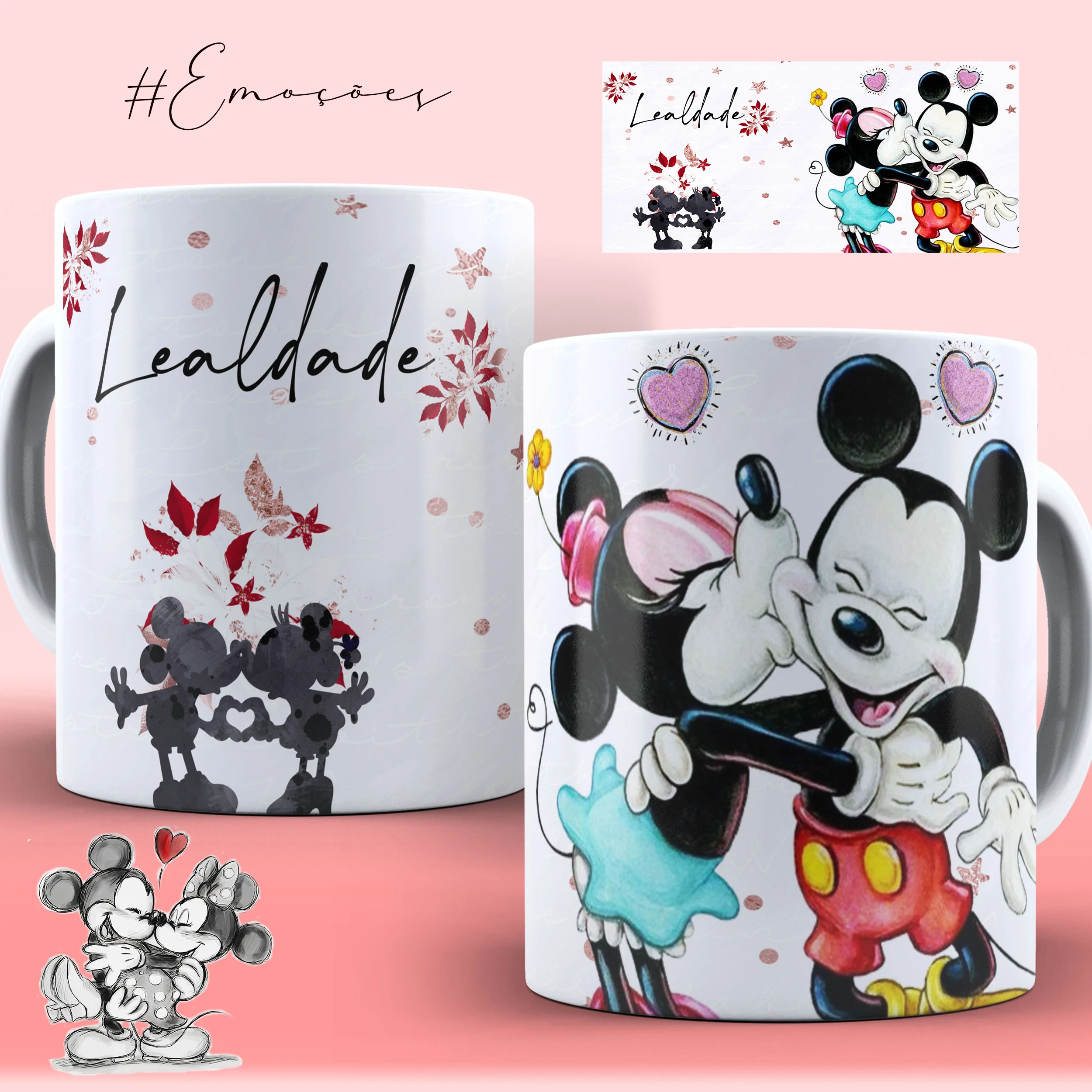 Caneca Personalizada Coleção Emoções - Lealdade Mickey e Minnie