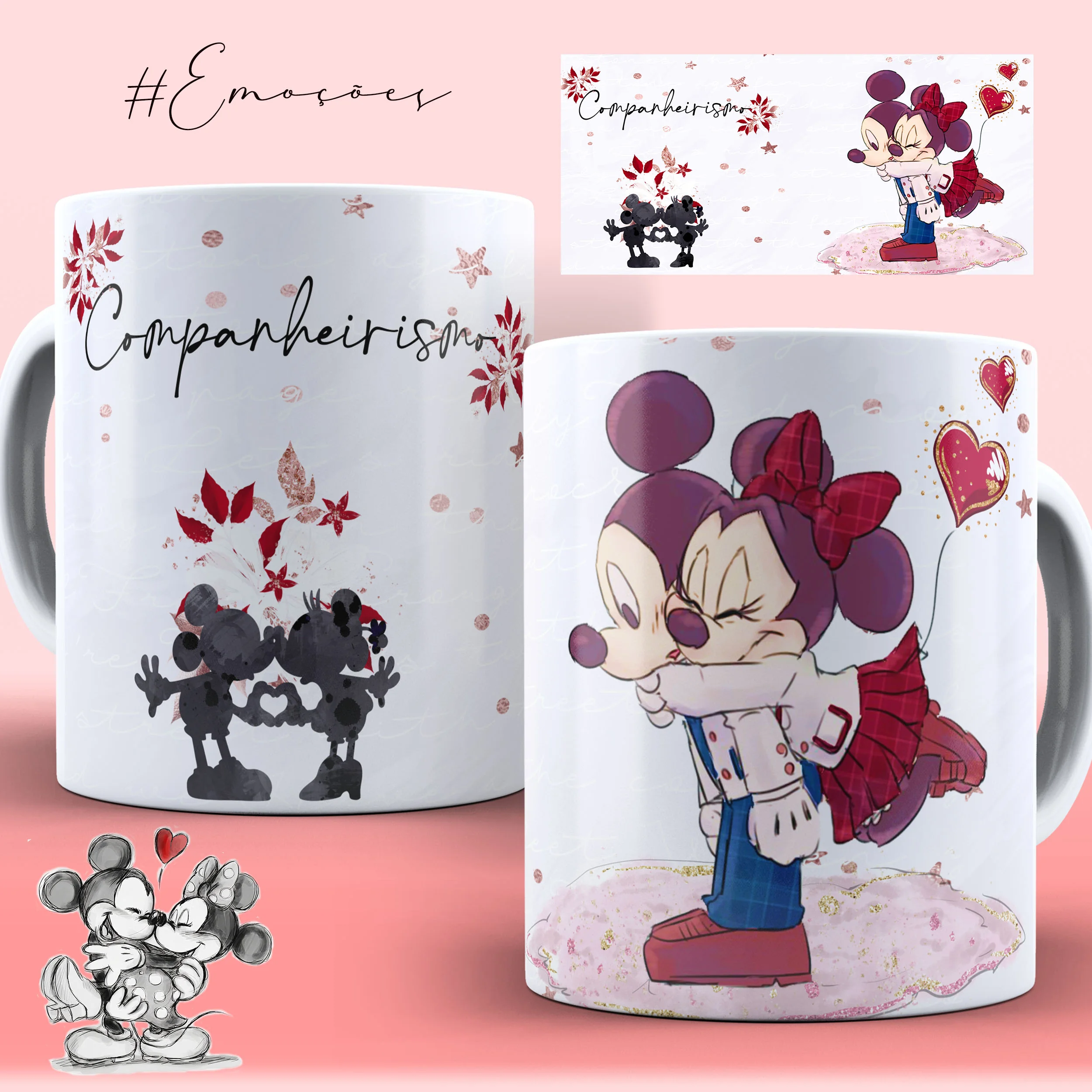 Caneca Personalizada Coleção Emoções - Companheirismo Mickey e Minnie