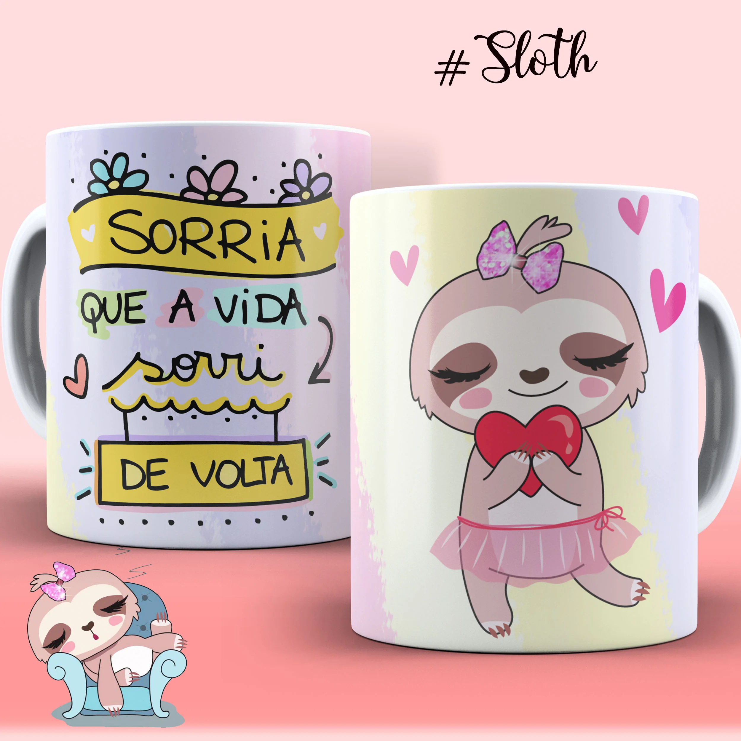 Caneca Personalizada Coleção Sloth - Sorria para a Vida