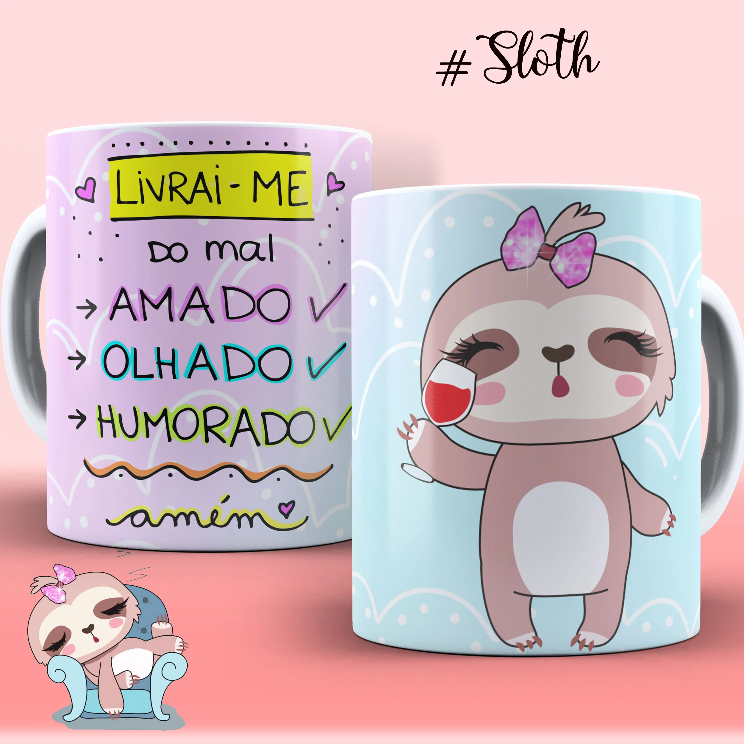 Caneca Personalizada Coleção Sloth - Livrai-me do Mal