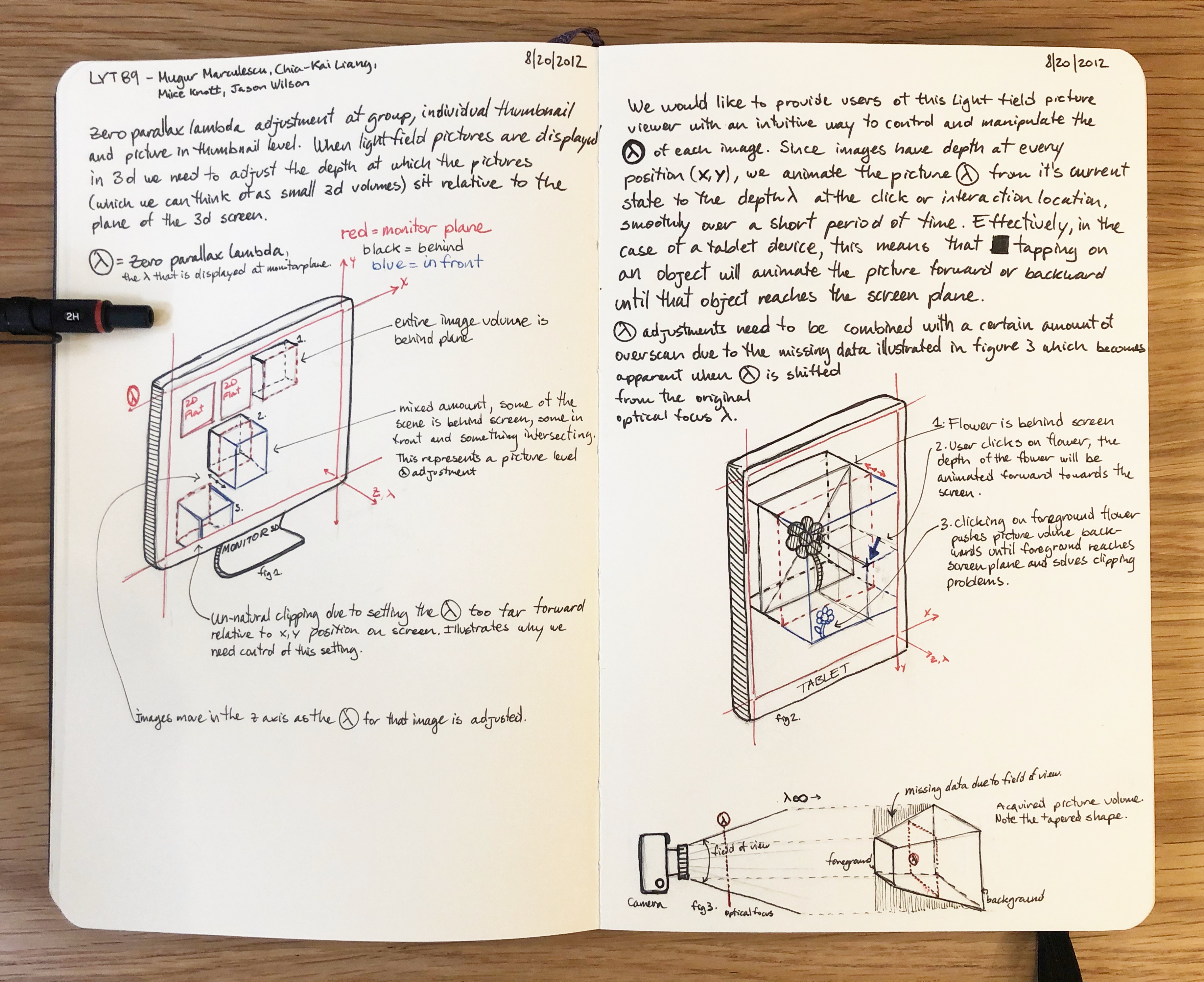 Lytro player UX process sketches for patent application.