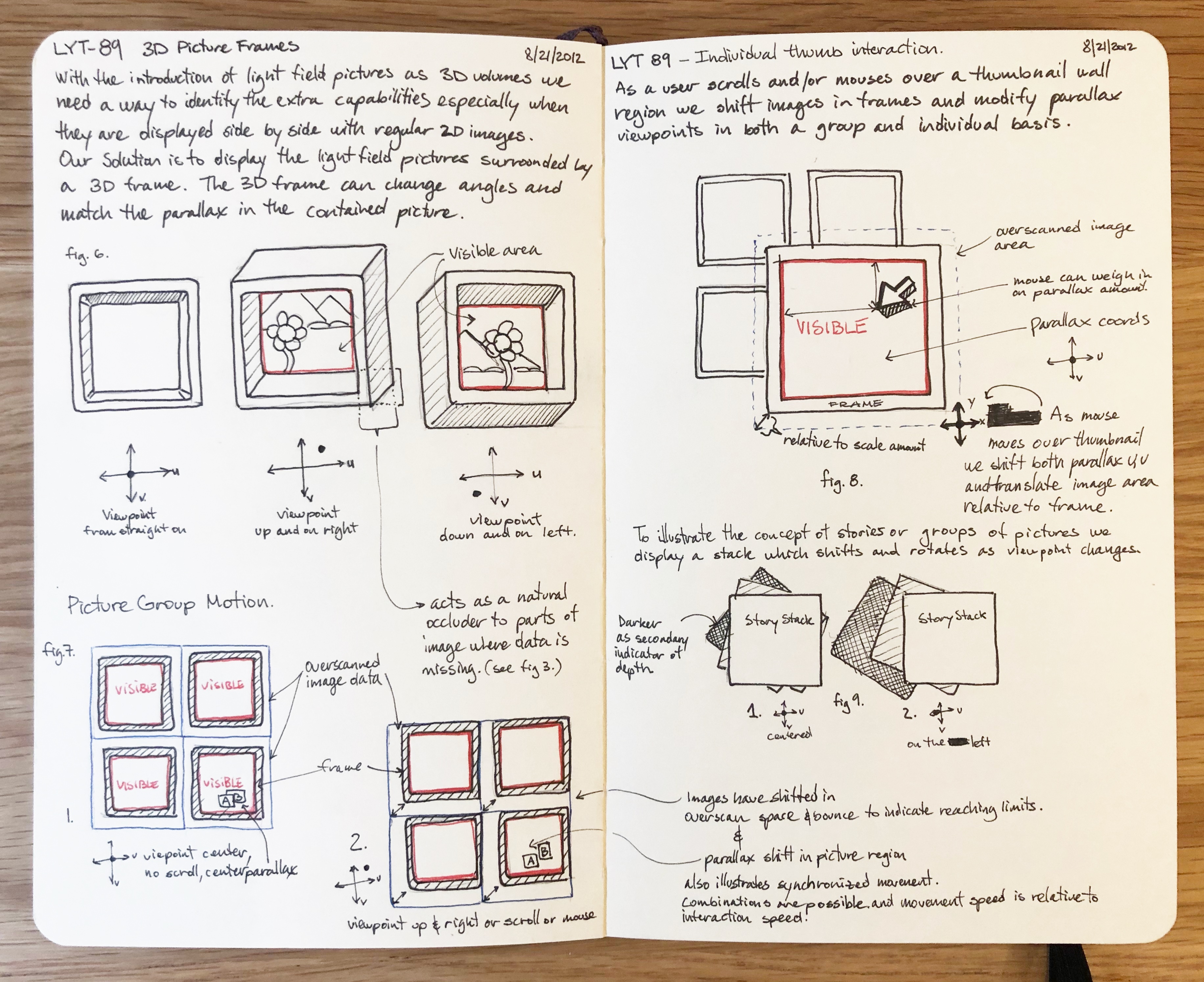 Lytro player UX process sketches for patent application.