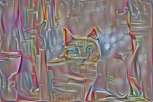 Image style transfer at a learning rate 1 at 500 iterations.