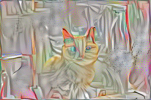 Image style transfer at a learning rate 100 at 500 iterations.