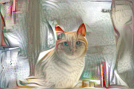 Image style transfer at a learning rate 20 at 500 iterations.