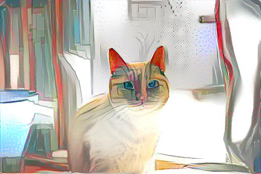 Image style transfer at a learning rate 5 at 2000 iterations.