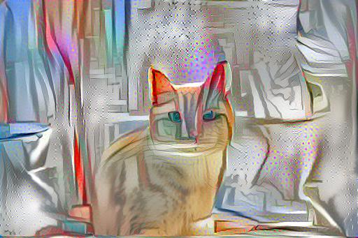 Image style transfer at a learning rate 5 at 500 iterations.