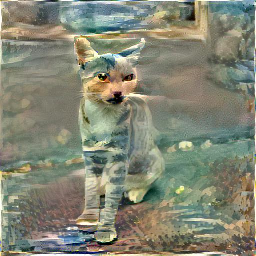 Cat styleized with watercolor painting at ratios of Content 2 Style 100.
