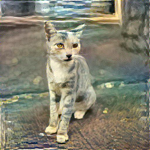 Cat styleized with watercolor painting at ratios of Content 20 Style 100.