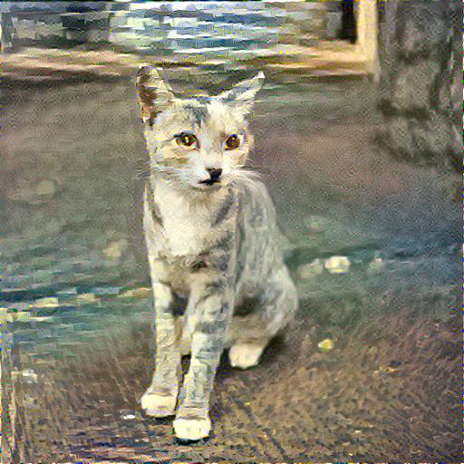 Cat styleized with watercolor painting at ratios of Content 40 Style 100.