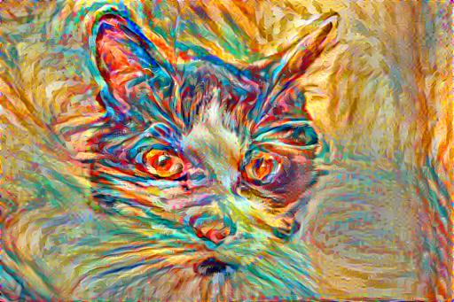 Neural style transfer example with a style scale multiplier of 0.5.