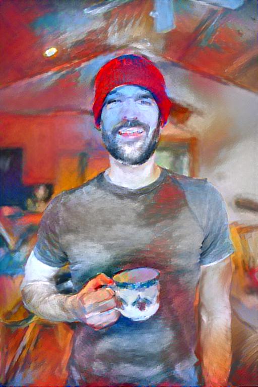 Neural style transfer example image: Craig in barn