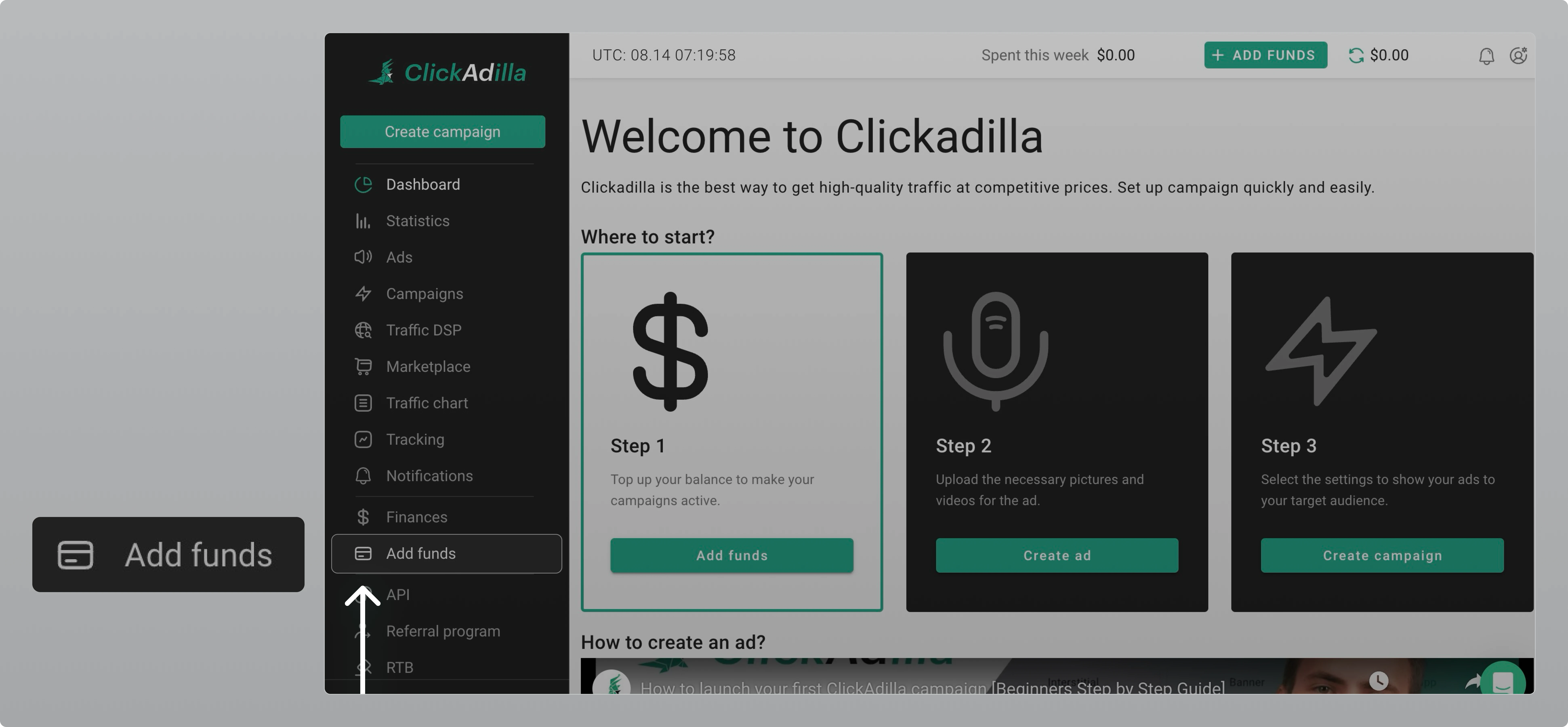 Add funds tab