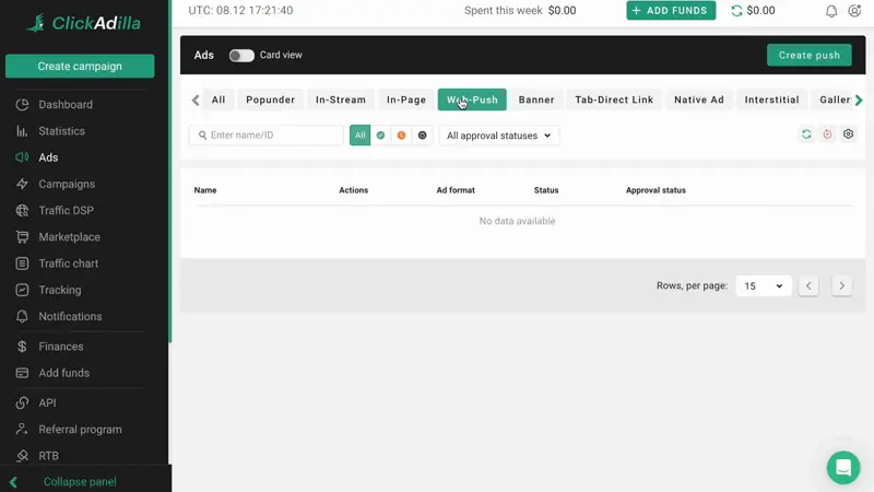 Web push creating
