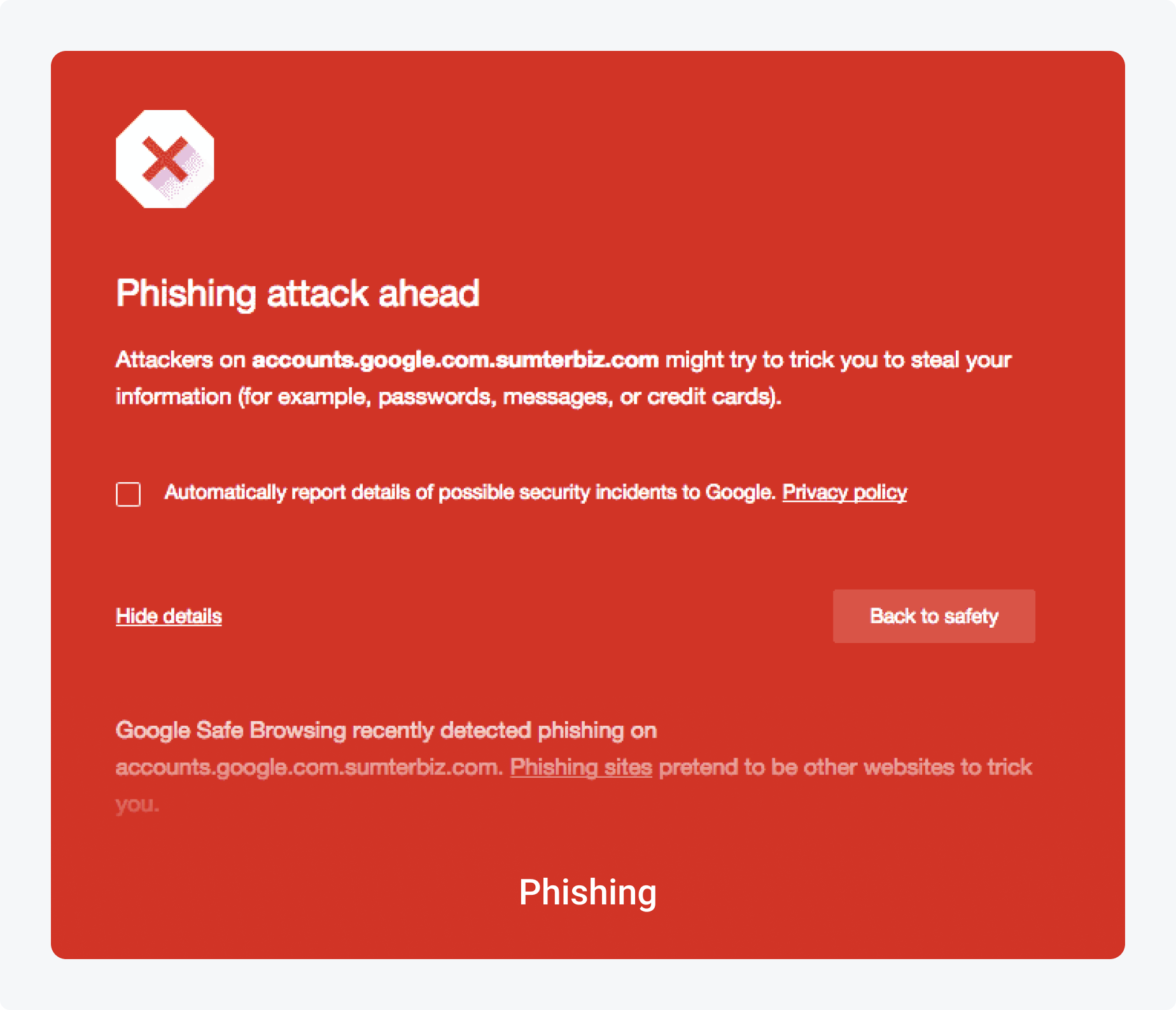 Phishing example