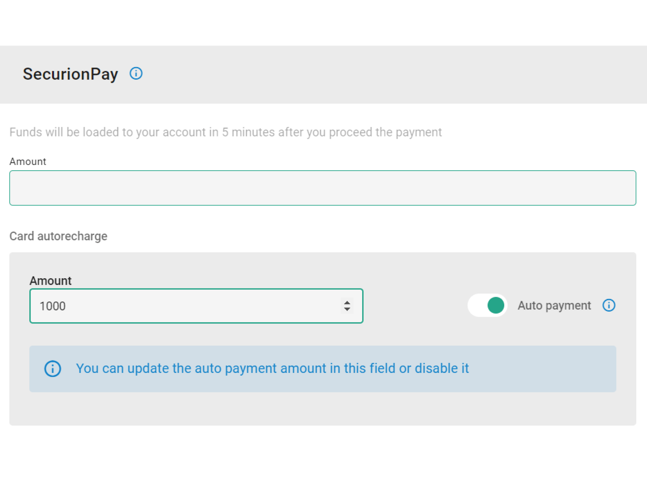 Top up your balance for the amount you need