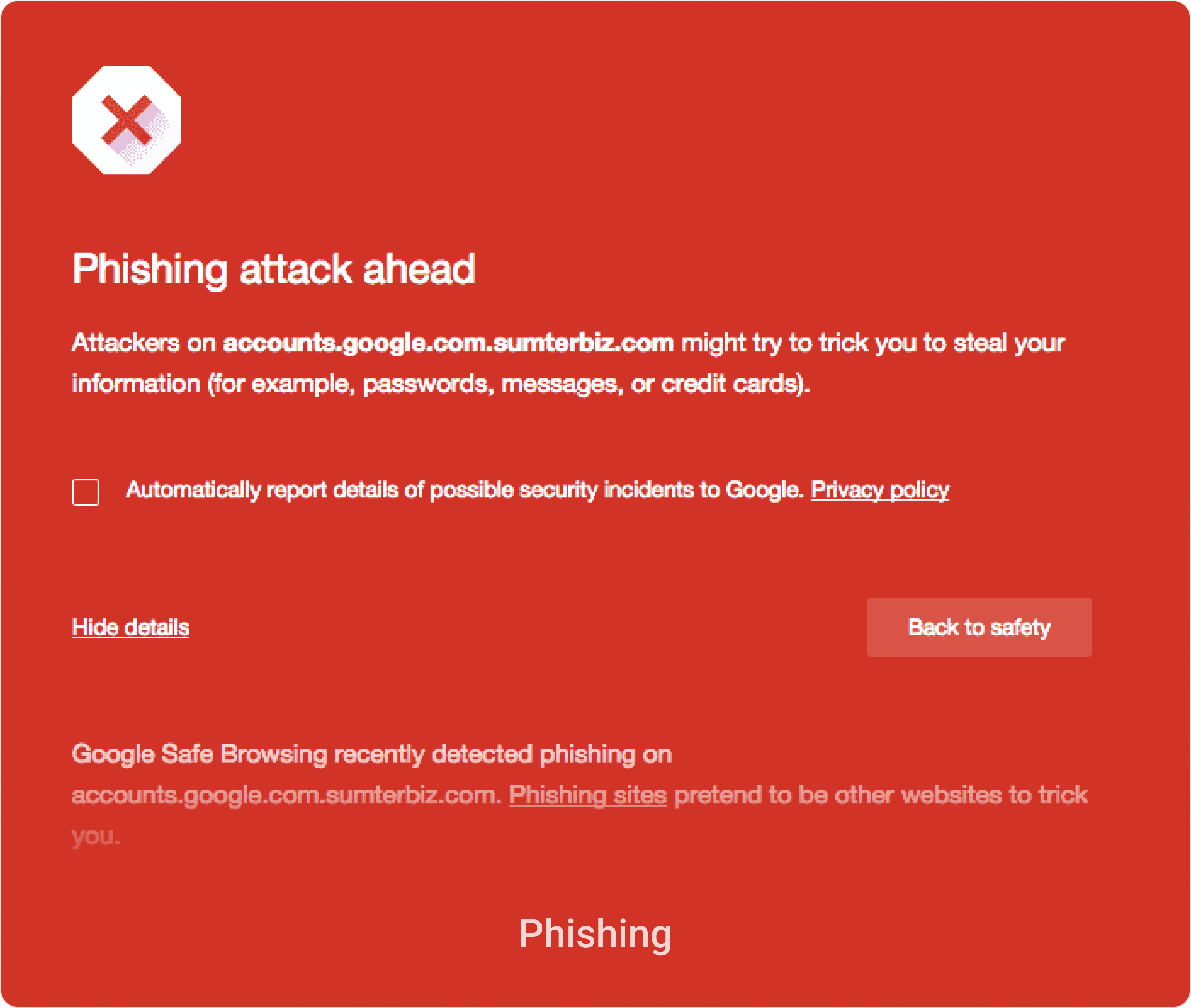 Phishing example