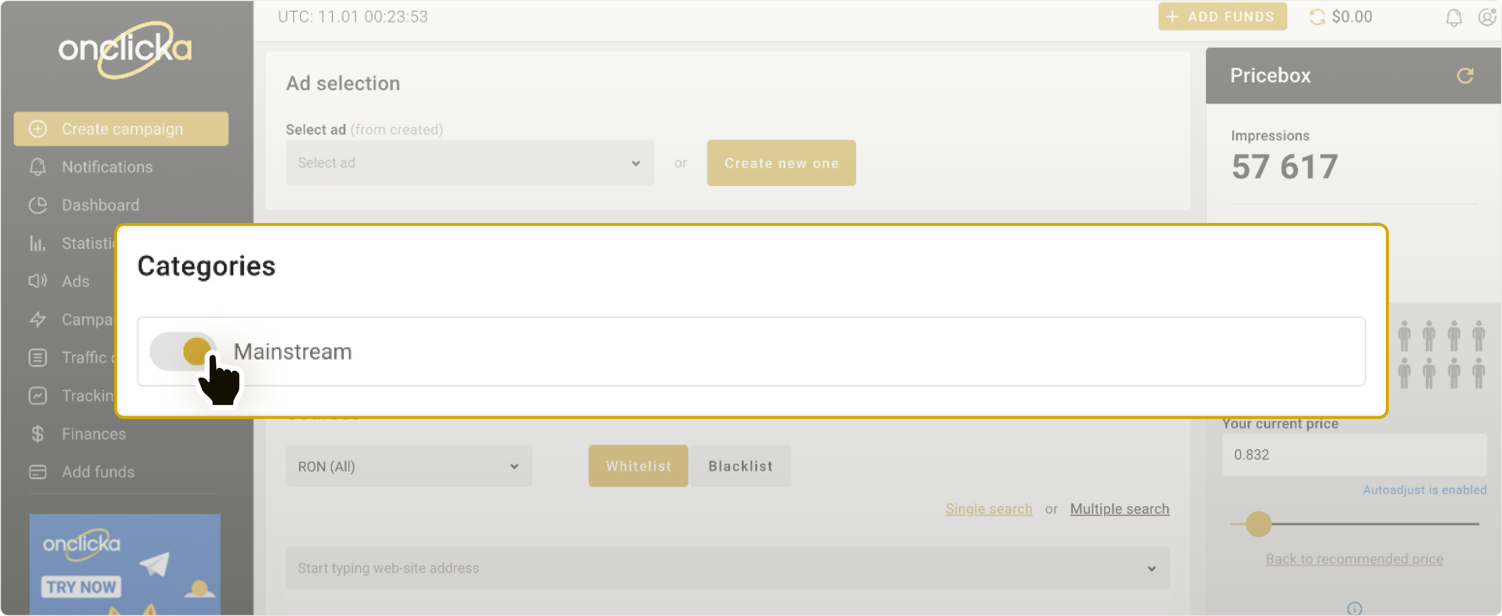 Categories section