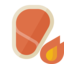 steak, raw, hot