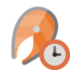 salmon, steak, clock