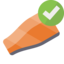 salmon, fillet, checkmark