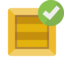 send, crate, checkmark