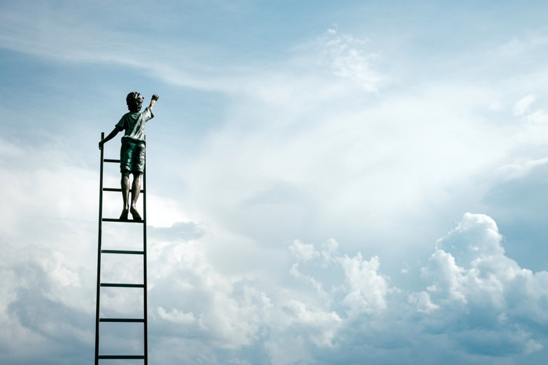 boy climbing ladder enhanced