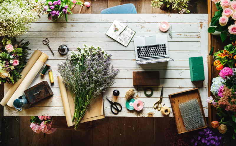 miscellaneous objects on table