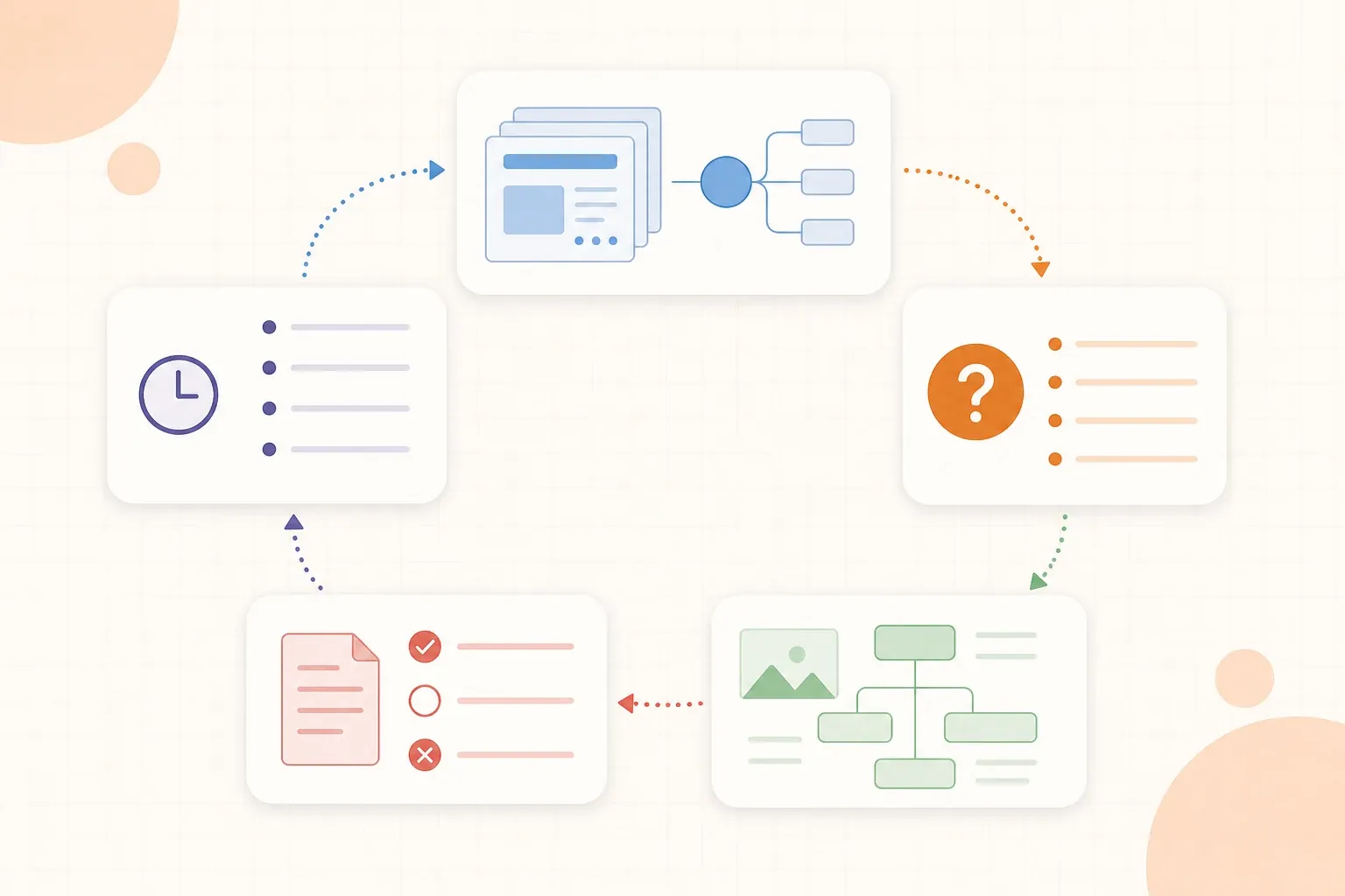 Lecture slides to exam questions workflow: map, question, reconstruct, check, and review